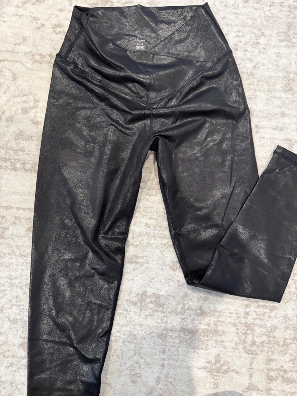 aerie Black Shiny Faux Leather Leggings